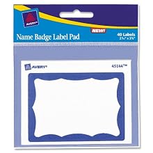 Avery Border Name Badge Label Pad, Blue, 40 Labels (45144)
