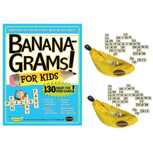 Bananagrams Set of 2 and Bananagrams for Kids Book Set