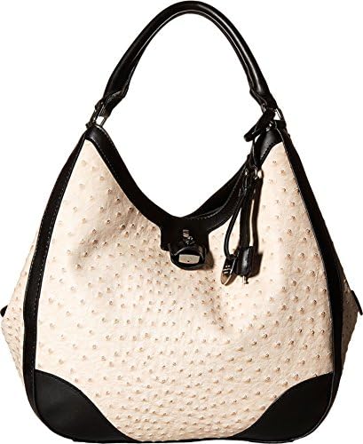 London Fog Handbags Skyler Four-Poster Shoulder Tote (Ecru Ostrich)