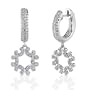 Lavish Glamour: Sterling Silver Hinged Post Hoop Earrings with Cubic Zirconia