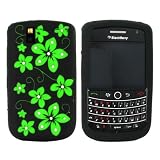 For Blackberry Tour Silicone Case Gems Green Flowers