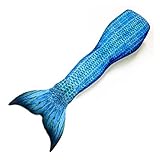 Mertailor Kids Mermaid Tail for Swimming, Monofin Included (10, Caribbean Blue)
