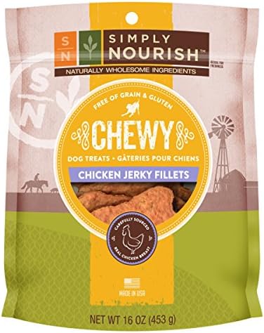 Simply Nourish Grain Free Gluten Free Chewy Chicken Jerky Fillets Dog Treat, 16oz