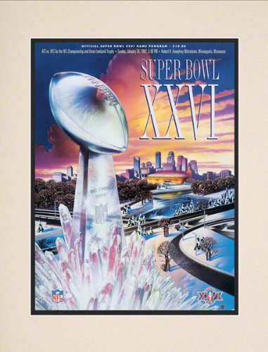 Matted 10.5 x 14 Super Bowl XXVI Program Print | Details: 1992, Redskins vs Bills