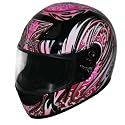 HAWK Black with Pink Full Face Motorcycle Helmet - Size : Extra Small