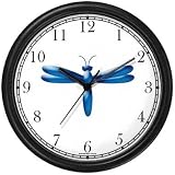 Blue Dragonfly or Dragon Fly - JP Wall Clock by WatchBuddy Timepieces (Black Frame)