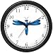 Blue Dragonfly or Dragon Fly - JP Wall Clock by WatchBuddy Timepieces (Black Frame)