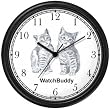 Tabby Kittens Cat Wall Clock by WatchBuddy Timepieces (Slate Blue Frame)