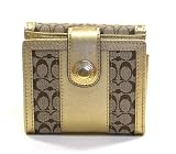 AUTHENTIC COACH ERGO SIGNATURE FRENCH PURSE WALLET 41487 (Khaki/Gold)