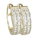 14K Yellow Gold 1 ct. Two Row Channel Set Diamond Huggie Earrings