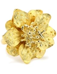 Kenneth Jay Lane Satin Gold Flower Ring, Size 7