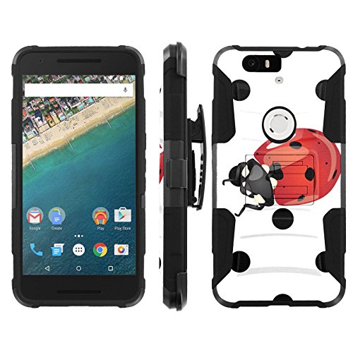 [ArmorXtreme] Case for Huawei Nexus 6P Black/Black [Combat Armor Heavy Duty Case with Holster] - [Polka Dot Lady Bug]