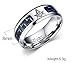 8mm Stainless Steel Blue Carbon Fiber Inlay Masonic Freemason Symbol Wedding Ring Bands