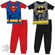 Superman and Batman Set of Two Cotton Pajamas for Boys