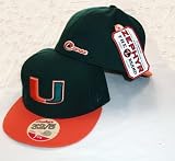 University of Miami Hurricanes 2 Tone Fitted Flat Brim Hat / Cap