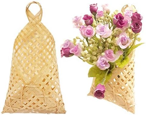 Exotic Elegance Set of 4 Decorative Woven Bamboo Wall Hanging Flower Pocket. by Exotic Chic Decor