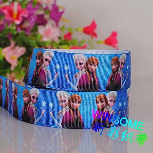 10 Yards 1"(25mm) Beautiful Frozen Princess Anna Elsa Cartoon Printed Grosgrain Ribbon,girl Princess Ribbon