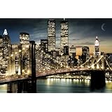 Empire 173010 New York Night and Moon Skyline Poster 91.5 cm x 61 cm