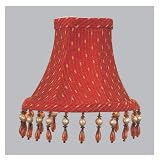 Livex S156 Chandelier Shade Red/Gold Bell Clip Shade with Amber Beads