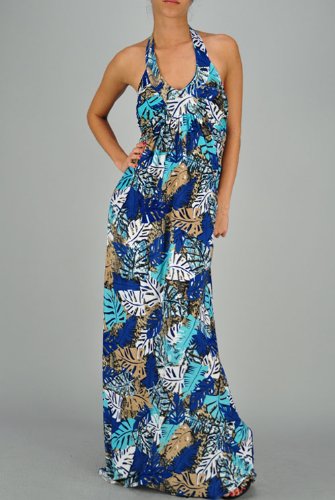Buy Blue Polyspandex Printed Maxi Dress
