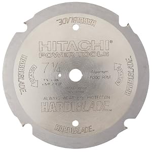 Click here to buy Hitachi 18008 HardiBlade 7-1 4-Inch 4-Tooth PCD Fiber Cement Saw Blade with 5 8-Inch and... by Hitachi.