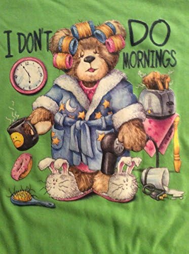 Women's Night Shirt Teddy Bear Long T-Shirt Pink Small-Large (Green)