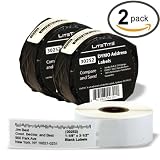 LiteTite 30252 (2-pack) DYMO LabelWriter Address Labels, Shipping, Mailing, All-Purpose, White, Blank, 1-1/8 x 3-1/2 Inches (350 per Roll, 2-Rolls) (30252)