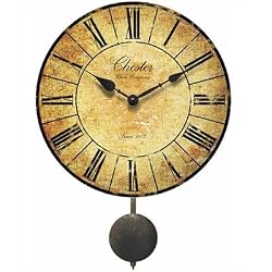 Antiqued Chester Wall Clock With Pendulum