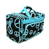 Aqua & Brown Peace Sign Duffle Bag 20