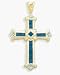 Ladies Religious Genuine Sapphire and Diamond Cross Pendant with 16 Chain