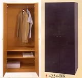 BEAUTIFUL BLACK 3 SHELF & HANGER WOODEN WARDROBE