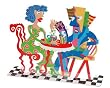 Couple in a Cafe Scene - by Dan Shamir ( 12.4x9.6" )