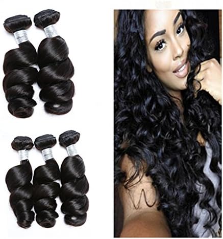 JieFar Hair 7A Peruvian Virgin Hair 4Pcs Peruvian Curly Weave Human Hair Extension Rosa Hair Products Peruvian Loose Wave Hair Bundles (18 "20"22" 24")