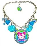 Tarina Tarantino Hello Kitty Pink Head Classic Multicharm Necklace Puff Head -- Aqua *