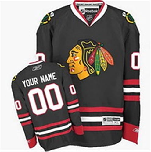 SuJe Men's Chicago Blackhawks Custom Premier Jersey Alternate Black Size M-3XL