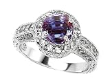 Search : 2.10 cttw 925 Sterling Silver 14K White Gold Plated Lab Created Round Alexandrite Engagement Ring - Gold Plated Silver