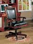 Coaster Traditional Style Office Chair, Black Leather and Cherry Finish Wood