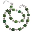 Handmade Green Chrysophrase & Antiqued Silver Flower Bead Necklace