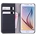 WAWO Samsung Galaxy S6 Case, PU Leather Wallet Flip Cover Case with Credit Card ID/Pocket Money Slot for Samsung Galaxy S6 - Black