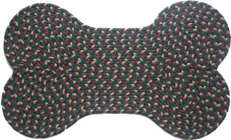 Dog Bone Braided Rug - Green, Berry, Navy & Camel