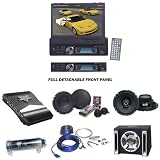 Lanzar Car DVD Player, Amplifier, Speaker, Bass Box Package - SDBT73N 7'' Single Din In-Dash Motorized Touch Screen TFT/LCD Monitor With DVD/CD/MP3/MPEG4/USB/SD/AM/FM/RDS Receiver - VCT2110 1000 Watt 2 Channel High Power MOSFET Amplifier - Pair of VCHB110 Vector 1000 Watts Single 10'' Slim Designed Bass Box Enclosure - AMPKIT8 Contaq 1200 Watt 8 Gauge Power Amp Kit - VX620 VX 6.5'' Two-Way Speakers - VX6C VX 6.5'' Two-Way Custom Component System - LQ16CAP Contaq 1.6 Farad 12 Volt Power Capacitor