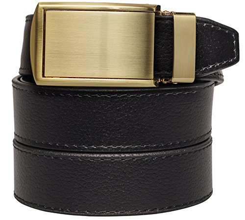 SlideBelts Men's Brushed Gold Leather Ratchet Belt - Custom Fit