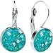 Handcrafted Turquoise Mother of Pearl Leverback Earrings