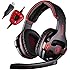 SADES SA903 7.1 Surround Sound USB PC Stereo Gaming Headset with Microphone Volume-Control LED light (Black)