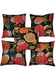 Indian Handmade Cushion Cover Multicolor Block Print Indian Traditional Cotton Cushion Cover Set Size: 16 X 16 Inches Set of 5 Pcs