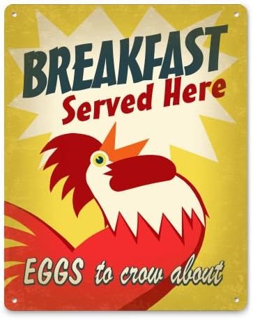 Breakfast Rooster Kitchen Metal Sign