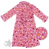 Pink Plush Polka Dot Bath Robe for Girls
