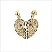 14k Yellow Gold, Sharing Split Heart Pendant Charm with Lab Created Gems 20mm Wide