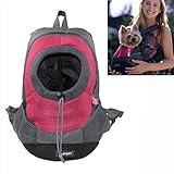 YAMAY® Creative Durable Comfortable Fabric Mesh Head Out Design Pet Puppy Dog Front Carrier Bag Pack Backpack Fit for Small Dogs Portable for Outdoor Travel Hiking (M, Rose)