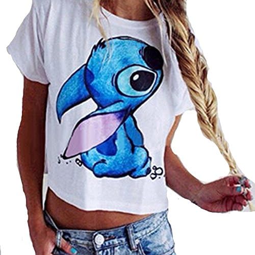 Acaciafashion Girls Summer T-Shirts Round Neck Short Sleeve Crop Tops - 4 S